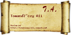 Tomanóczy Ali névjegykártya
